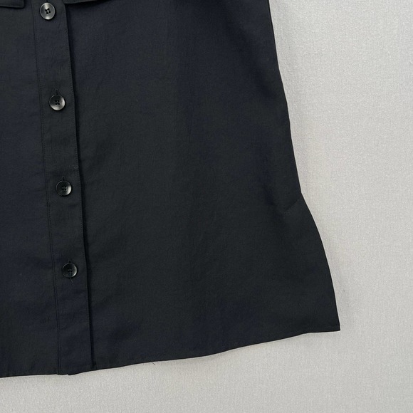 TIBI Shirt Womens 2 Black Strappy Off the Shoulder Top Button front Blouse - Picture 6 of 11